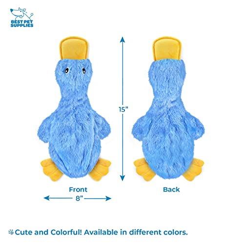 Best Pet Supplies Interactive Squeaky Dog Chew Toy, Ideal Dog Toys for Chewers, Small, Medium & Large Dogs, and Fetch Lovers - Crinkle Duck (Blue), Large