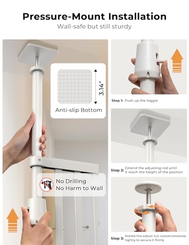 Sprouterie Extra Tall Cat Gate for Doorway: 74.8"-90.5" Tall Cat Gates for Pet 30.3"-38.2" Wide Pressure Mount No Wall Drilling for Indoor Stairs Doorway Room Door Dog Safety Barrier No Toddler