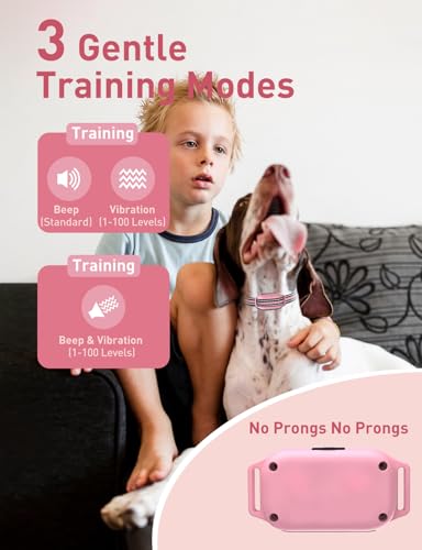 DOGLinsen No Shock Dog Training Collar, Beep and Vibrating Dog Collar with Remote 2800Ft, Vibration Collar for Small Medium Large Dogs - No Prongs