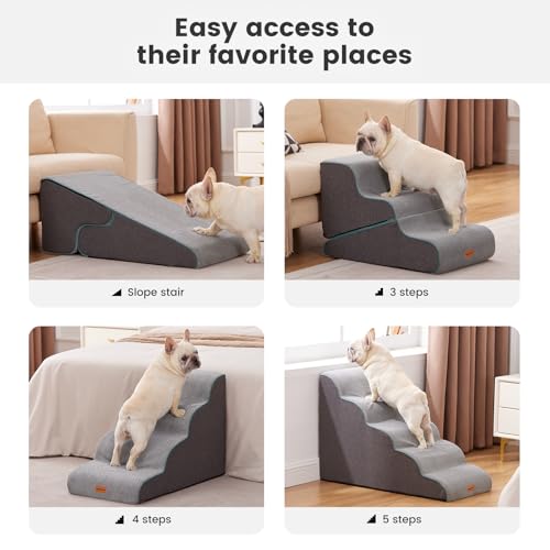 Gardner Pet Dog Stairs for Small Dogs 16.5" H, 2 in 1 Transformable 3-Step Pet Stairs and ramp, Dog Steps for Couch (13-20 in) with Durable Non-Slip Waterproof Cover and CertiPUR-US Certified Foam