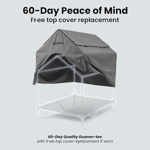 Zooba 36" Large Dog House for Large Dog Indoor or Outside, Weatherproof 600D PVC Outdoor, Featuring Breathable 2x1 Textilene Elevated Dog Bed, Easy Clean (Grey)