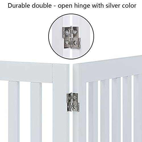 unipaws 36”H Free Standing Pet Gate for Dog Cat, Tall Wooden Dog Gates for Doorway, Stairs, Foldable Pet Fence for The House, Expandable Barrier, Indoor Use, White