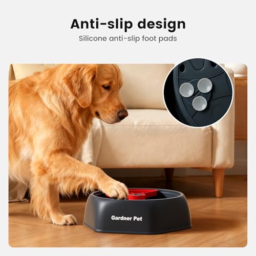 Gardner Pet Adjustable Feeder Bowl for Medium/Large Dogs – 9.85'' L, Suction Base, Detachable Platform Insert, Freeze-Friendly, BPA-Free