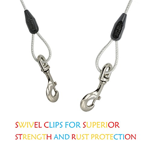Petest 30ft Reflective Tie-Out Cable for Heavy Dogs Up to 125 Pounds