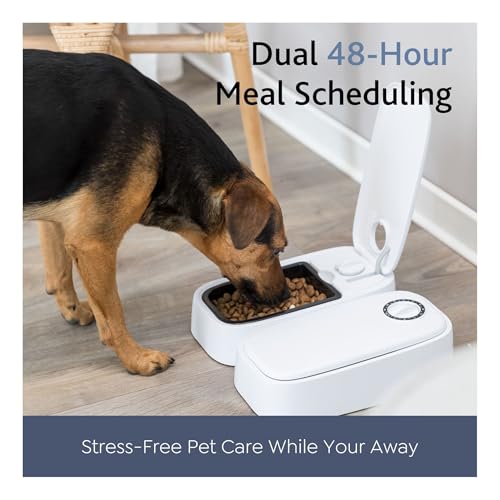 Trixie TX2 Automatic Food Dispenser, Two Food Bowls, Dual Timer, 48 Hour Timer, Battery Operated, White