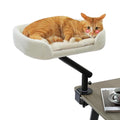 PAWZ Road Cat Desk Bed for Indoor Cats, Cat Bed for Desk Supports Up to 50 lbs, 360° Rotation & Adjustable, Nest Desktop Attachment Cats Hammock for Table, White