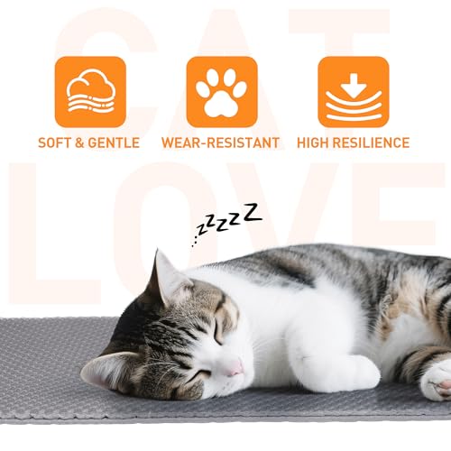 Anywish Large Cat Litter Mat for Litter Box, 47"×33" Double Layer Trapping Mat, Non-Slip Water Proof Kitty Litter Pad, Grey