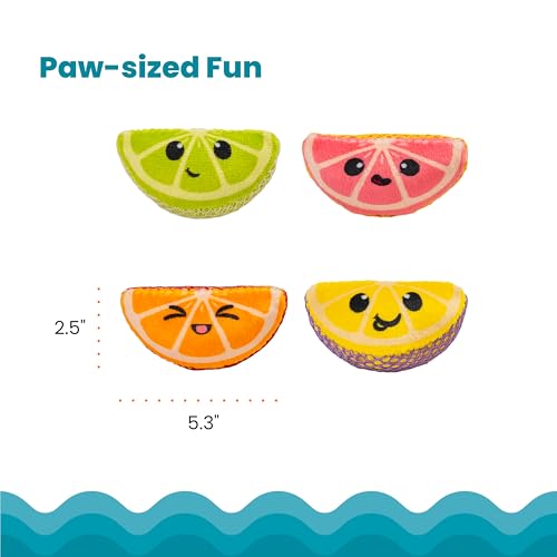 Catstages Dental Fruit Wedges 4 Pk, Soft and Textured Catnip Chew Toys That Help Clean Teeth, Multicolored