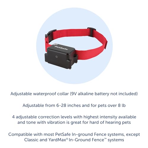 PetSafe Stubborn Dog Pet Fence Receiver Collar Only - In-Ground Containment Collar, Waterproof - Tone, Vibrae & Static Correction for Dogs 8lb and Up - From The Parent Company of INVISIBLE FENCE Brand