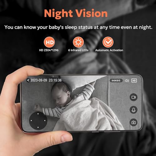 owltron Indoor Camera 2K, 360 Cameras for Home Security with Motion Detection, Baby Monitor with Phone App, 2.4G WiFi Pet Cam with Night Vision & 2-Way Audio