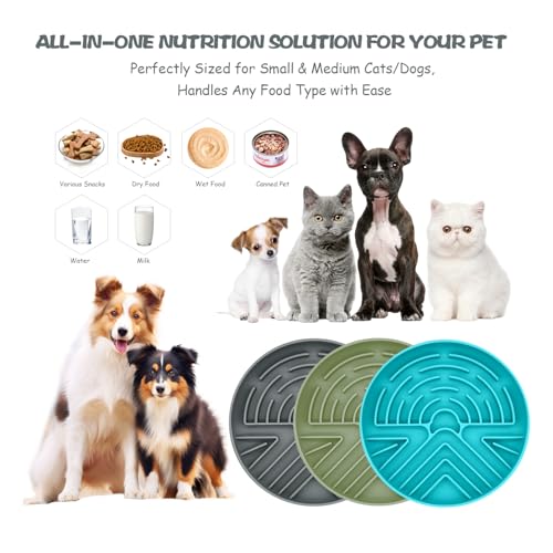 Lesipee Slow Feeder Dog Bowl for Large & Small Pets, Anti Choking Puzzle Dog Food Bowl with Non-Slip Base, Interactive Pet Slow Eating, Silicone Cat Feeder for Puppies & Cats(Grey Green)