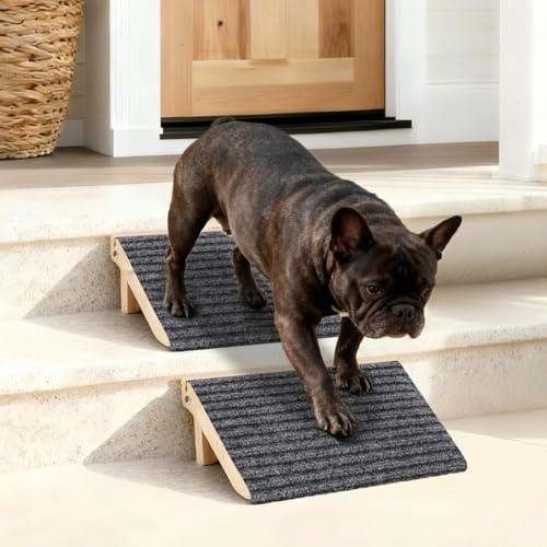 KISIMUY Foldable Wooden Dog Stairs, Slope for Senior & Joint-Sensitive Dogs