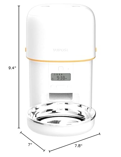 Yuposl Automatic Cat Feeders - 2L Cat Food Dispenser Easy to Use, Timed Automatic Pet Feeder with Over 180-day Battery Life, 1-6 Meals Dry Food Programmable Portion Control Also for Dogs