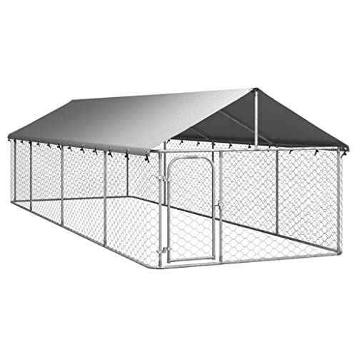 vidaXL Outdoor Dog Kennel with Roof 236.2"x78.7"x59.1"