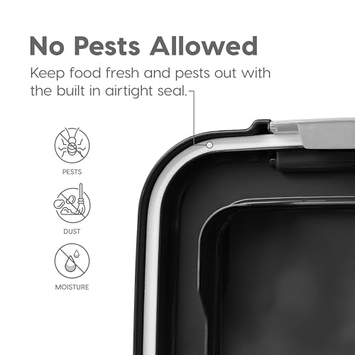 IRIS USA Dog Food Storage Container 30 lb + 11lb Airtight Combo, Stackable Pet Food Storage Bin with Wheels for Cat Dog Food, BPA Free, Made in USA, Black