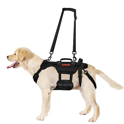 OneTigris Dog Lift Harness for Large Dogs, Dog Hip Support Brace, Full Body Lifter with Handles Invictus Multifunctional Mobility Assistance Vest for Back Legs (Black, Large)