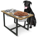 Elevated Dog Bowls for Large Dogs, Raised Dog Bowl Stand with Two X-Large Stainless Steel Bowls for Dogs, 3.5L Capacity, Rustic Brown