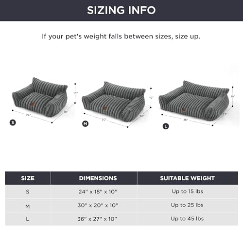 Bedsure ComfyFleece Cat Couch for Pets - Fluffy Cat Sofa with Premium Soft Corduroy Fleece, Fluffy Pet Couch Bed with Removable Washable Cover, Supportive Pet Chair for Indoor Cats, 24inch, Warm Grey