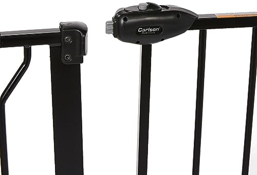 Carlson 36" Extra Tall Walk Through Dog Gate for Doorways & Bottom of Stairs, Metal Pet Gate with Small Pet Door, Expands 29.5”–36.5”, Black