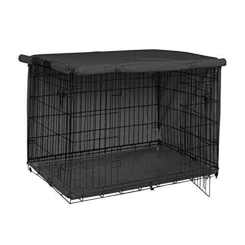 Explore Land Dog Crate Cover Heavy Duty Polyester Pet Kennel Sunshade Universal Fit for 42 inches Wire Cage (Black)