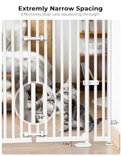 Sprouterie Extra Tall Cat Gate for Doorway: 74.8"-90.5" Tall Cat Gates for Pet 30.3"-38.2" Wide Pressure Mount No Wall Drilling for Indoor Stairs Doorway Room Door Dog Safety Barrier No Toddler
