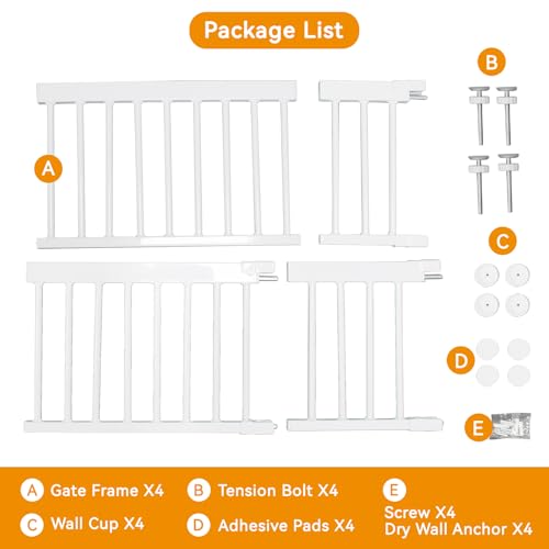 SHYUJAJIE Dog Gate for Small Dogs,Adjustable 18-48" Extra Wide Short Dog Gate for doorways,Low Pet Gate to Step Over for Stairs(White, 10" Height)