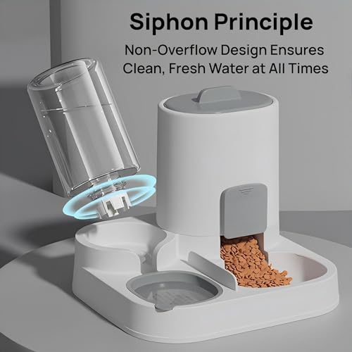 NASTELLA Automatic Cat Feeder and Water Dispenser Set, 2-in-1 Gravity Food Bowl Station for Small Medium Cats Dogs Puppy Kitten Rabbits, Auto Feeding Supplies