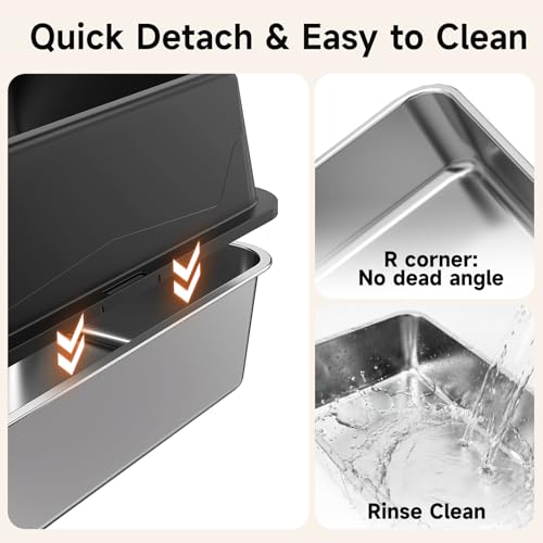 TEVILA 2 Pack XL Stainless Steel Litter Box with High Sides Shield for Multi Cat, Extra Large Tall Wall Open Top Deep Metal Pan for Big Cats, Anti-Leak Non-Stick Odor Control, 2 Scoops Included, Black