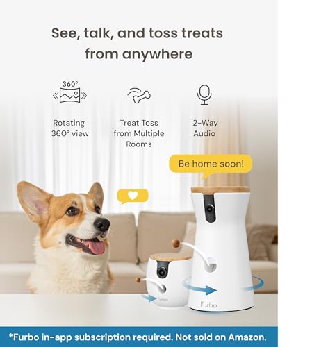 Furbo 360° Dog Camera + Mini 360° Cam [New Subscription Required at Setup] 2-Camera Bundle Nanny Pro Subscription: Dog Safety Alerts, Pet Camera with Speaker, Phone App & Night Vision