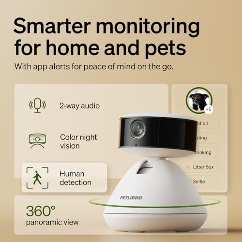 PETLIBRO 90-Day AI Trial Pet Camera Indoor with Phone App, 360° Pan Tilt Dog Camera&Cat Cameras, Indoor Camera WiFi Camera with AI Detection&Recognition, Home Cameras Indoor, Night Vision, 2-Way Audio