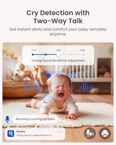 REOLINK 4MP 2K Indoor Camera E1, Plug-in Wireless WiFi 6 Security Camera, 360 Degree Pet Camera with Phone app, Baby Monitor with Person/Pet/Cry Detection, Night Vision, 2-Way Talk, Local Storage