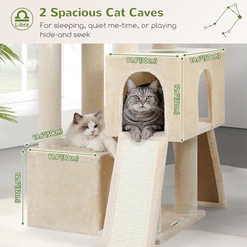 Globlazer Heavy Duty Cat Tree 78 inch Sturdy Cat Tower for 20lbs Large Adult Cats, Symmetrical Aesthetic Big Cat Tree with Extra Large Platform, 2 Scratching Boards, Z78, Beige
