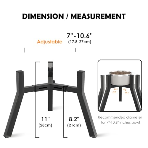 TIDANT Dog Bowl Stand for Medium Large Dogs, Adjustable Width Elevated Dog Bowls 7-10.6", Raised Dog Food Water Bowls, 11 inch Tall Single Holder, Black,Bowl Not Included