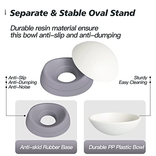 Hi, Ravitat Elevated Cat Bowl, Adjustable Raised Slanted Food Bowl for Cats and Small Dogs, Wide Shallow PP Dish with TPR Non Slip Base, Whisker Friendly, 17 oz