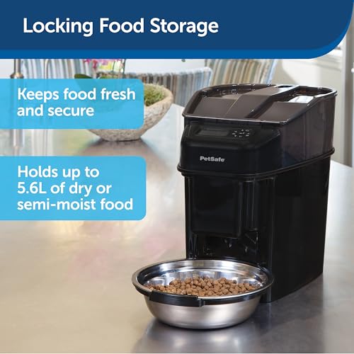 PetSafe Automatic Cat Feeder - Healthy Pet Simply Feed - Automatic Pet Feeder for Cats & Dogs - Timed Pet Feeder with Programmable Portion Control - Holds 24 Cups of Dry or Semi-Moist Dog or Cat Food