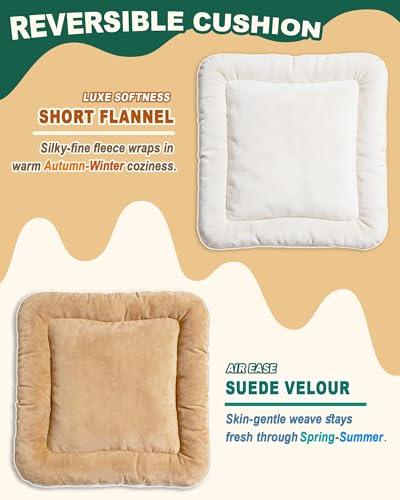 Pelemee Indoor Dog House, Breeze Pet Tent with Sturdy Frame & Window, Dog Cave Bed with Washable Cover for Medium-Large Dogs (36-66 lb), 29", Cream