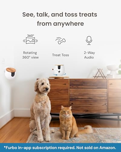 Furbo [New] Mini 360° Camera + Mini Cam [New Subscription Required at Setup] (2-Camera Bundle Nanny Pro Subscription): Pet Safety Alerts, Dog & Cat Cameras with Speaker, Phone App & Night Vision