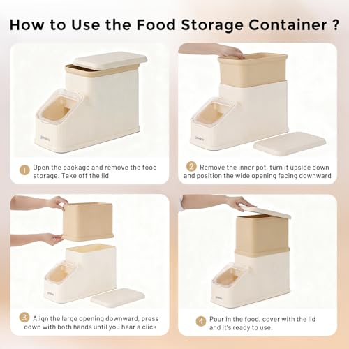 ZOMISIA 15lbs Dog Food Storage Container - First-in, First-out Easy Dispense Base for Freshness, Cat Food Storage Containers with Transparent Lid and Scoop