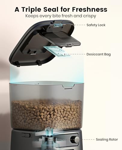 oneisall Automatic Cat Feeder, 2.4G WiFi Cat Food Dispenser with App, 12 Cups/3.5L Auto Cat Feeder for Dry Food, Timed Cat Feeder with Portion Control for Small Pets Indoor