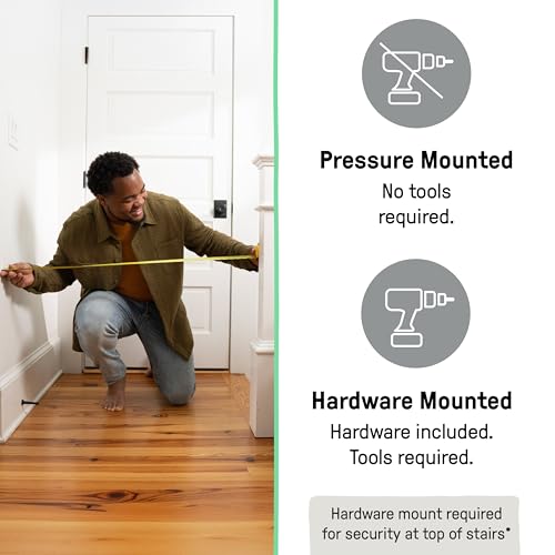 Ingenuity Decorative Extra Tall Baby Gate & Dog Gate, 28.5"-48" Wide, 36" Tall, Hardware or Pressure Mounted, Install on Top or Bottom of Stairs, Banister, or Doorway - White