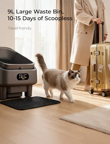 Automatic Litter Box, Cypcat Smart Self Cleaning Cat Litter Box Anti-Pinch, 10 Safety Sensors, Large Cat Litter Boxs for Multiple Cats, 5G & 2.4G WiFi, 6" LED Display, Odor Control Robot, Grey