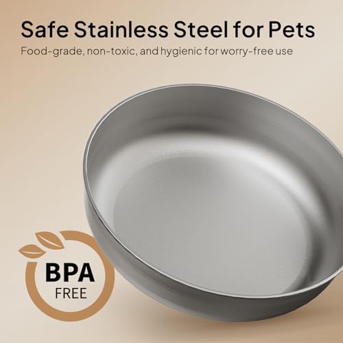 Voluas Automatic Cat Feeder for Two Cats, Double Pet Feeder with 2 Stainless Steel Bowls,6L Timed Cat Feeders with Memory Function