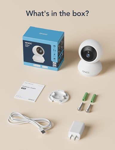 GNCC 2K WiFi Cameras for Home Security, Security Camera Indoor, Baby/Pet Camera with Phone App, 2.4/5GHz, Motion Detector, Night Vision, 2-Way Audio, SD/Cloud Storage, Works with Alexa & Google Home