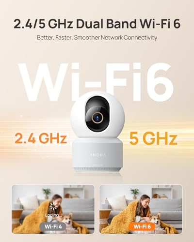 Anona 4K UHD Indoor Camera, Pet/Dog/Baby Security Camera with Phone App, 360°Pan-Tilt, 5G/2.4G Dual-Band Wi-Fi 6, Auto-Tracking, Person/Pet/Baby Crying Detection, Privacy Mode, Two-Way Audio, 2 Pack