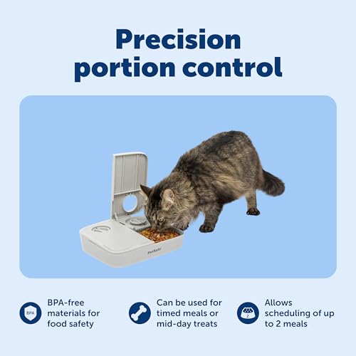 PetSafe Analog 2 Meal Programmable Pet Feeder, Automatic Dog and Cat Feeder - Dry or Semi-Moist Pet Food Dispenser, Slow Feed Portion Control (3 Cup/16 Ounce Total Capacity), Tamper-Resistant Design