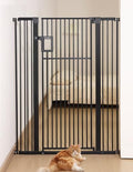 No Pawblems 55" Extra Tall Pet Gate for Cat, 29-43" Auto Close Cat Gate for Doorways/Stairs/Hallways, NO Drilling Pressure Mounted Tall Dog Gate Indoor, 1.37" Pet-Safe Gap, Black