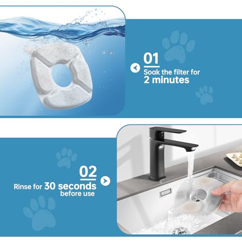 32 Pcs Cat Water Fountain Replacement Filters-16 Pack Cat Fountain Filters with 16 Pack Sponges, Enhanced Compatibility Pet Fountain Filter Fit for 95oz/2.8L 135oz/4L 67oz/2L Pet Drinking Fountain