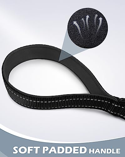 Joytale Strong Short Dog Leash 18 Inch, 1.2 Inch Wide, Heavy Duty, Padded Handle for Traffic Control, Reflective Leash for Medium and Large Dogs Walking Training, Black