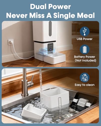 Automatic Dog Feeder Large Breed with Camera - 12L/50 Cups 5G WiFi App Control Dog Food Dispenser, Easy Setup, HD 1080P Video with Night Vision by Yakry