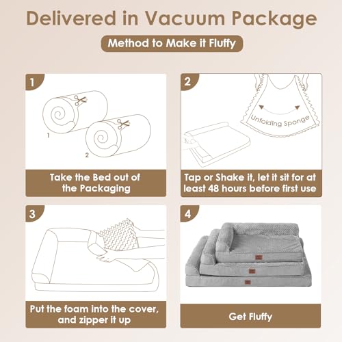 EHEYCIGA Orthopedic Dog Bed Medium Size Dogs, Memory Foam Dog Bed with Washable Removable Cover, Waterproof Pet Sofa Couch for Crate with Nonskid Bottom, 30x20x6, Grey